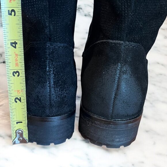 BareTraps Fairlee Black Ankle Zip Suede Leather Boots Size 7.5M Faux Fur Lined - Picture 9 of 13